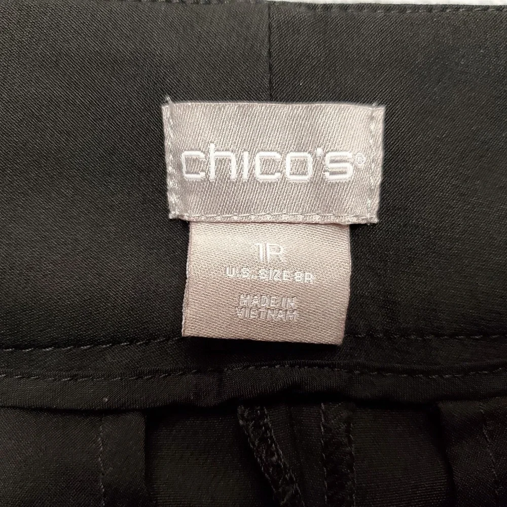 Chicos Pants Womens size 1 US 8 Medium‎ Black Dress Smart Casual Stretch Blend